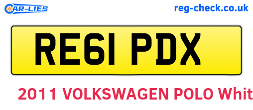 RE61PDX are the vehicle registration plates.