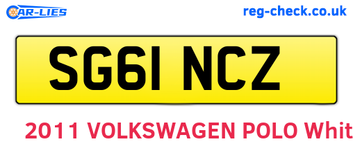 SG61NCZ are the vehicle registration plates.