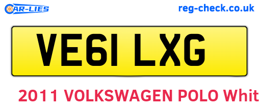 VE61LXG are the vehicle registration plates.