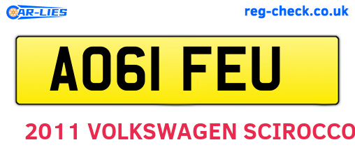 AO61FEU are the vehicle registration plates.