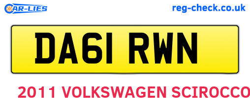DA61RWN are the vehicle registration plates.