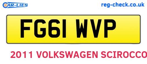 FG61WVP are the vehicle registration plates.