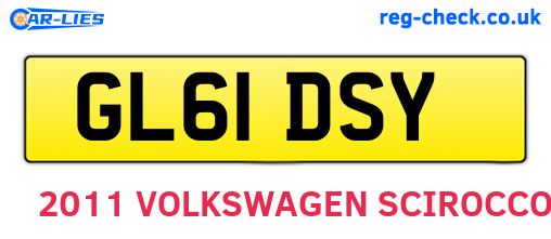 GL61DSY are the vehicle registration plates.