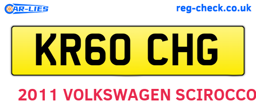 KR60CHG are the vehicle registration plates.