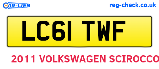 LC61TWF are the vehicle registration plates.