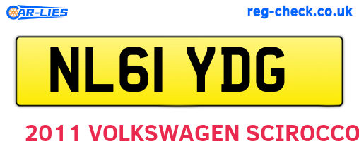 NL61YDG are the vehicle registration plates.