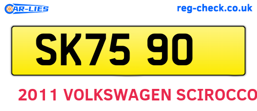 SK7590 are the vehicle registration plates.