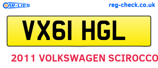 VX61HGL are the vehicle registration plates.