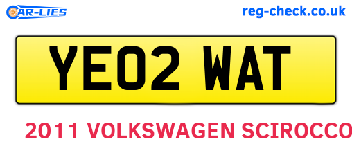 YE02WAT are the vehicle registration plates.