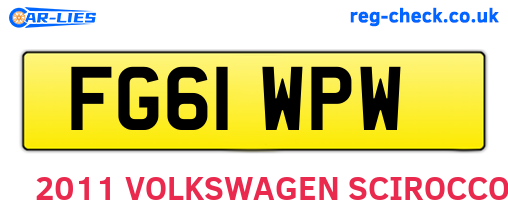 FG61WPW are the vehicle registration plates.