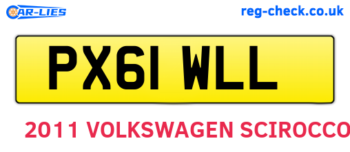 PX61WLL are the vehicle registration plates.