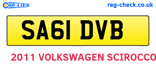 SA61DVB are the vehicle registration plates.
