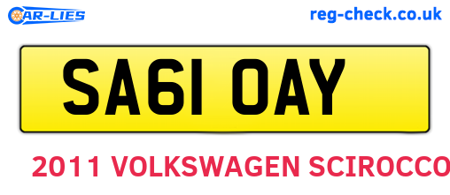 SA61OAY are the vehicle registration plates.