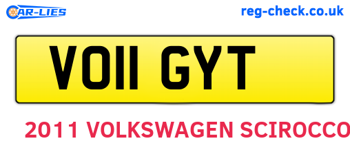 VO11GYT are the vehicle registration plates.