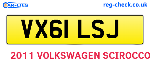 VX61LSJ are the vehicle registration plates.