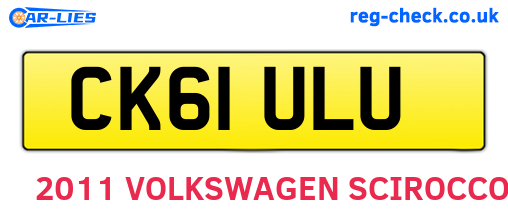 CK61ULU are the vehicle registration plates.
