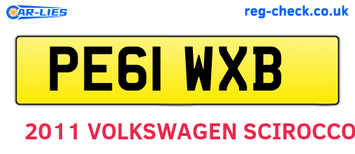 PE61WXB are the vehicle registration plates.