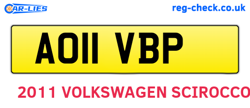 AO11VBP are the vehicle registration plates.
