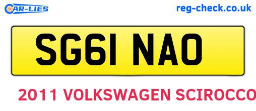SG61NAO are the vehicle registration plates.
