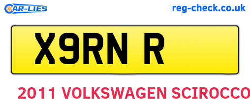 X9RNR are the vehicle registration plates.