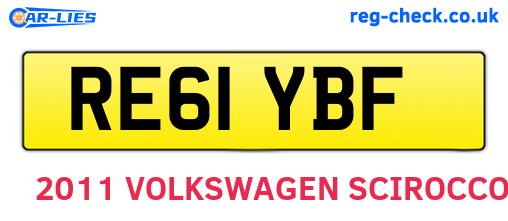 RE61YBF are the vehicle registration plates.