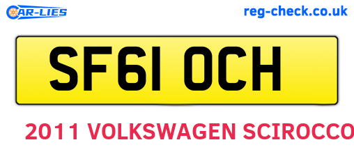 SF61OCH are the vehicle registration plates.