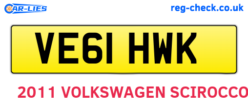 VE61HWK are the vehicle registration plates.