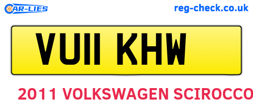 VU11KHW are the vehicle registration plates.