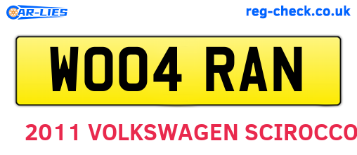 WO04RAN are the vehicle registration plates.