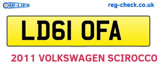 LD61OFA are the vehicle registration plates.