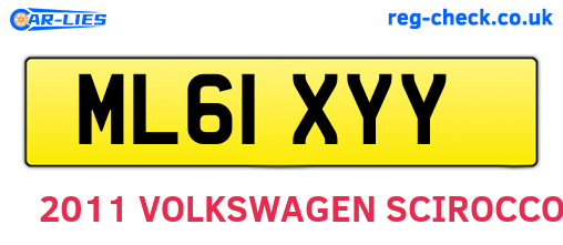 ML61XYY are the vehicle registration plates.