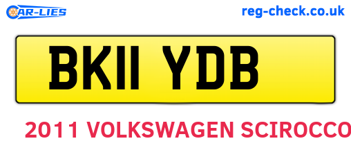 BK11YDB are the vehicle registration plates.