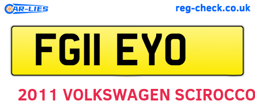FG11EYO are the vehicle registration plates.