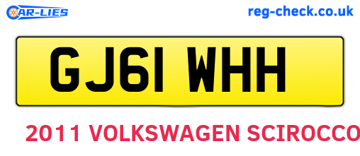 GJ61WHH are the vehicle registration plates.