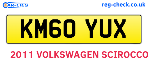 KM60YUX are the vehicle registration plates.