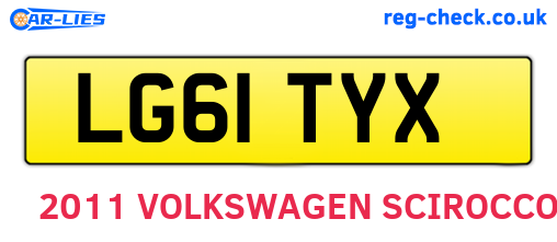LG61TYX are the vehicle registration plates.