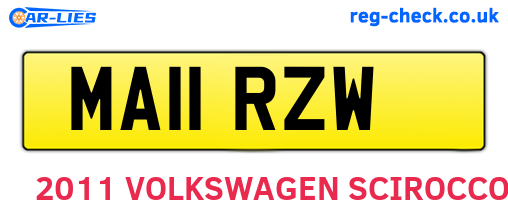 MA11RZW are the vehicle registration plates.