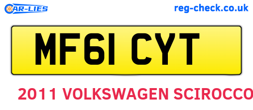 MF61CYT are the vehicle registration plates.