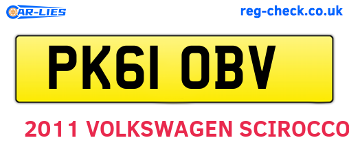 PK61OBV are the vehicle registration plates.