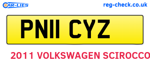 PN11CYZ are the vehicle registration plates.