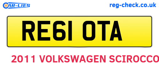 RE61OTA are the vehicle registration plates.