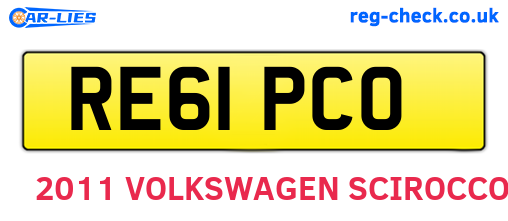 RE61PCO are the vehicle registration plates.