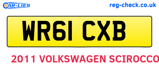 WR61CXB are the vehicle registration plates.