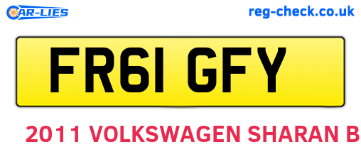 FR61GFY are the vehicle registration plates.