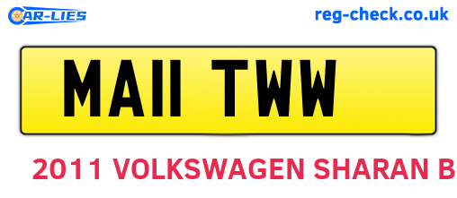 MA11TWW are the vehicle registration plates.