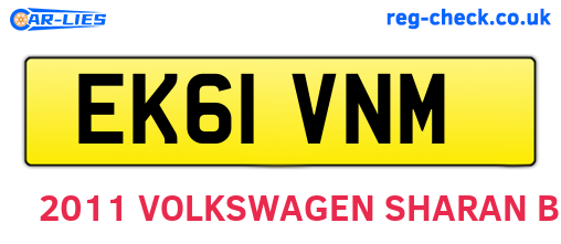 EK61VNM are the vehicle registration plates.