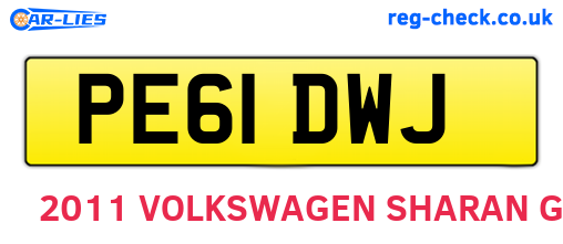PE61DWJ are the vehicle registration plates.