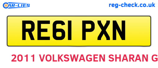 RE61PXN are the vehicle registration plates.