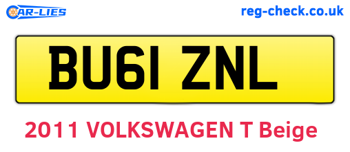 BU61ZNL are the vehicle registration plates.