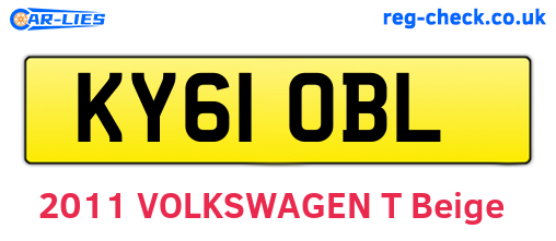 KY61OBL are the vehicle registration plates.